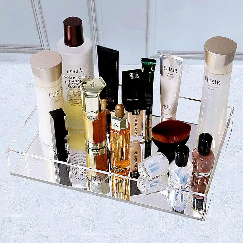 Weishaous Mirror Perfume Tray Vanity, Decorative Tray For Dresser