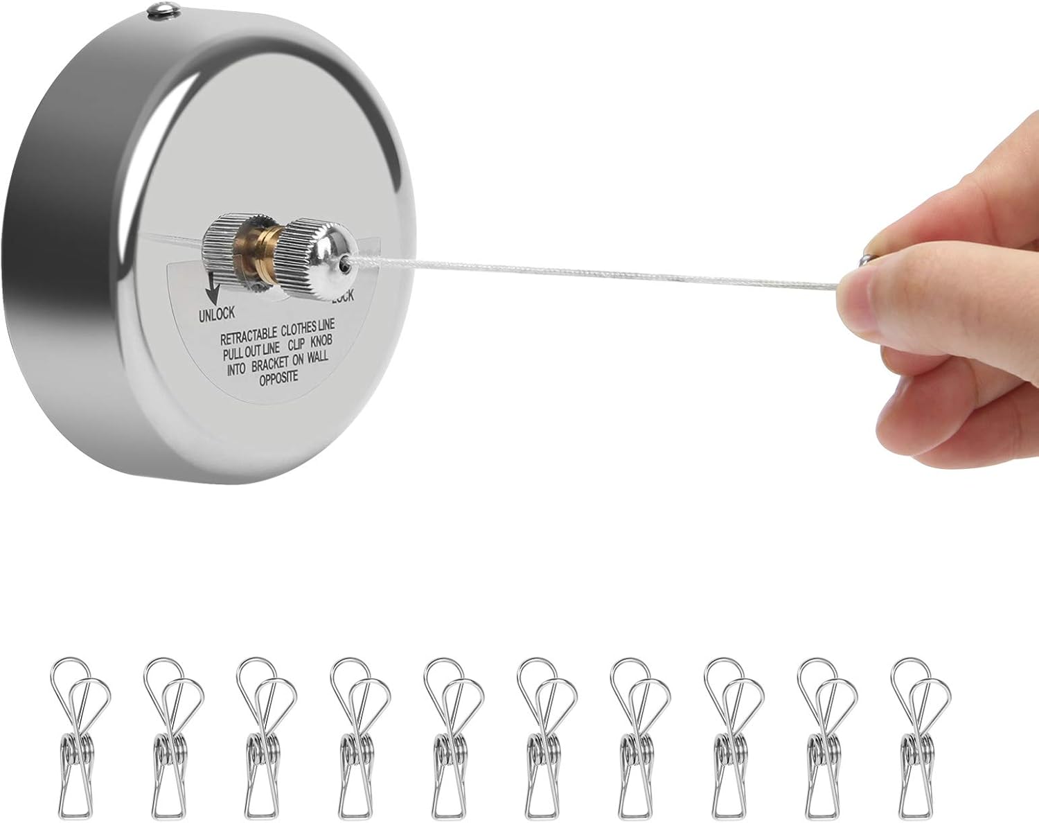 Coolrunner Retractable Clothesline 9 5ft Retracting Clothes Line Indoor Outdoor Heavy Duty Shower With 10 Stainless Steel Clothespin Retracting Clothes Line Indoor Outdoor, Round Retractable Clothesline