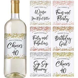 Printed Party WB-CONF-BDAY40 40th Birthday Wine Labels, Set ...