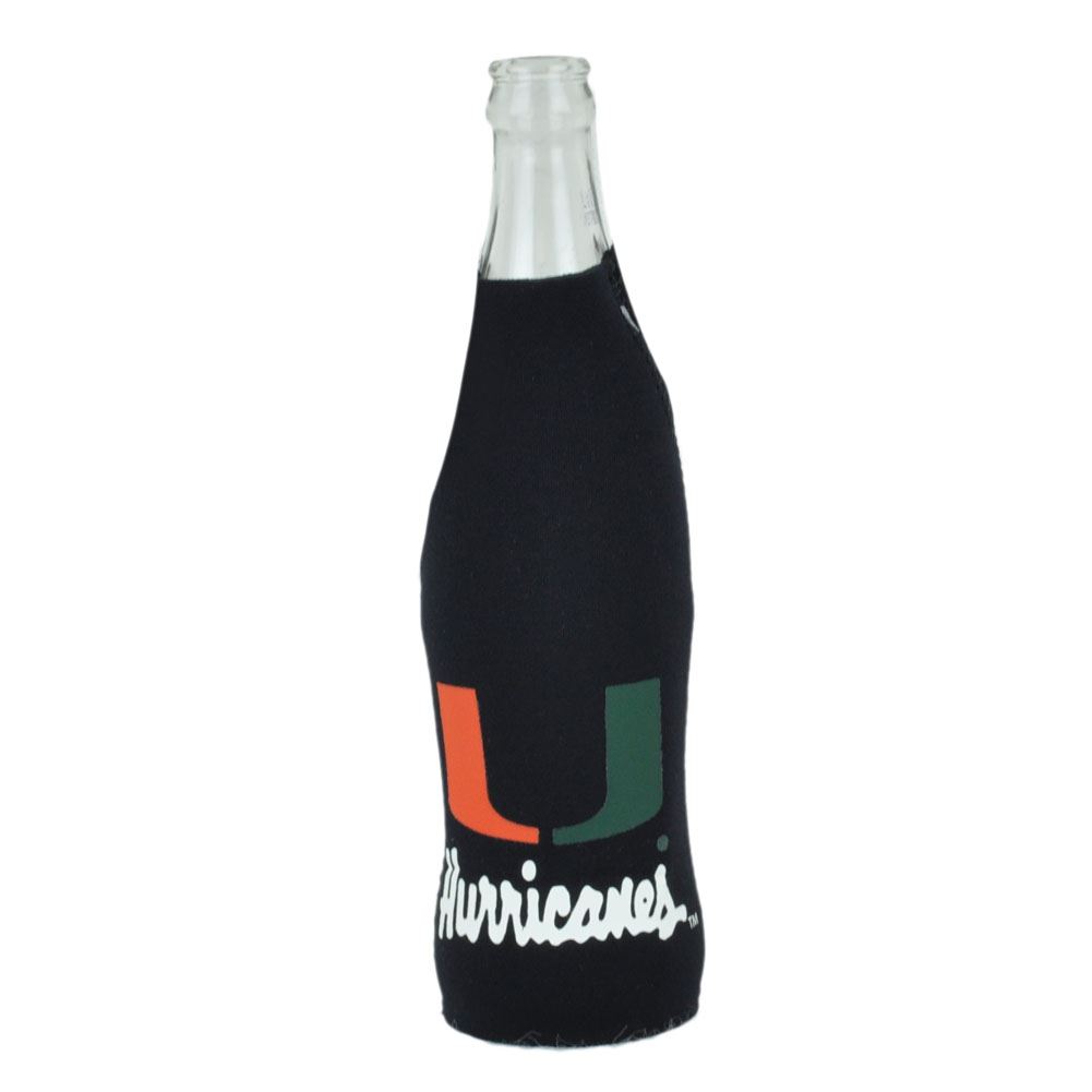 NFL NCAA Miami Hurricanes Zipper Coozies Bottle Drink Coolers UM Beer Slip Coolies