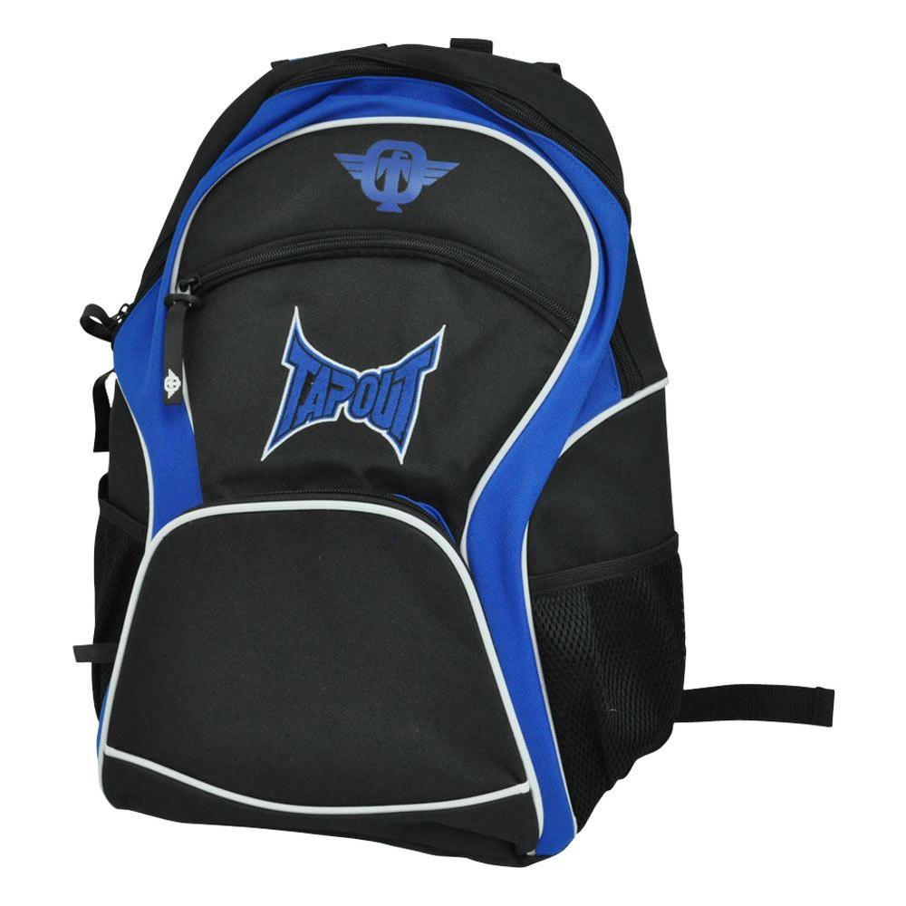 Tapout UFC Cage Fighting Felt Logo Nylon Backpack Travel Gym Book Bag Black Blue