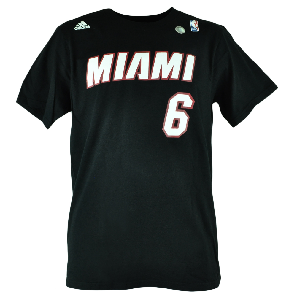 Adidas NBA Adidas Lebron King James #6 Miami Heat Pivot Mens Adult Tshirt Tee Blk Large
