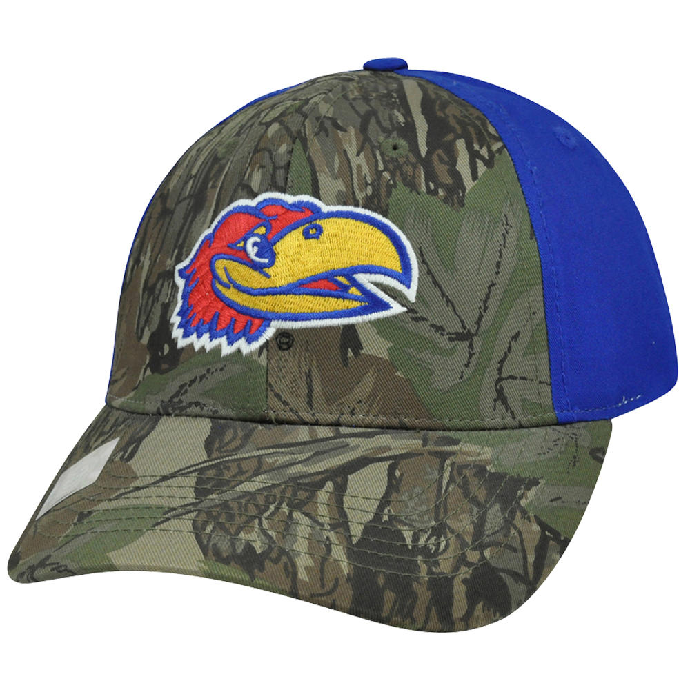 Captivating Headgear NCAA Kansas Jayhawks Freshman Camouflage Adjustable Curved Bill Camo Hat Cap