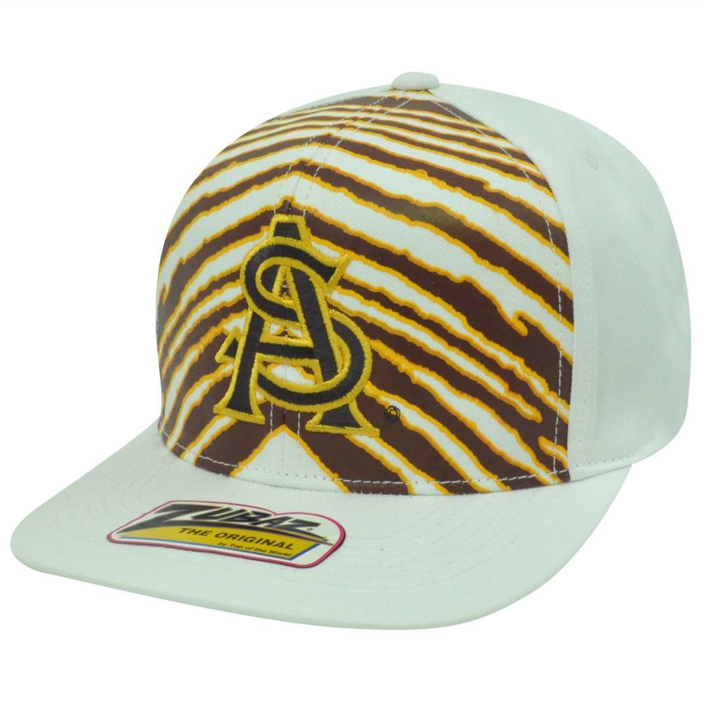 Official Collegiate Licensed Product NCAA Arizona State Sun Devils Zubaz Flat Bill Adjustable Snapback Construct Hat