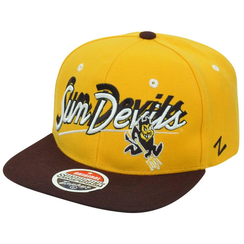 Zephyr NCAA Arizona State Sun Devils Shadow Script Zephyr Flat Bill Snapback Hat Cap