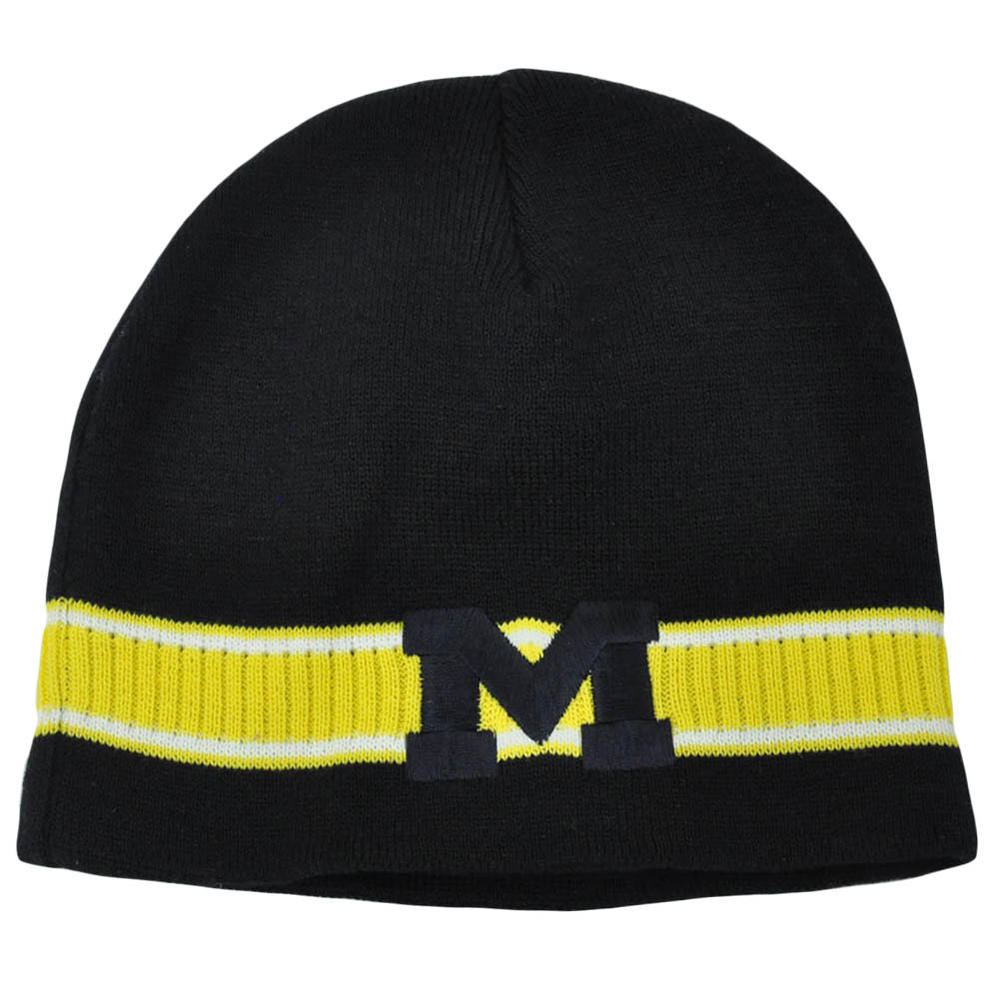 Top of the World NCAA Top Of The World Michigan Wolverines Stripe Cuffless Knit Beanie Hat Skully