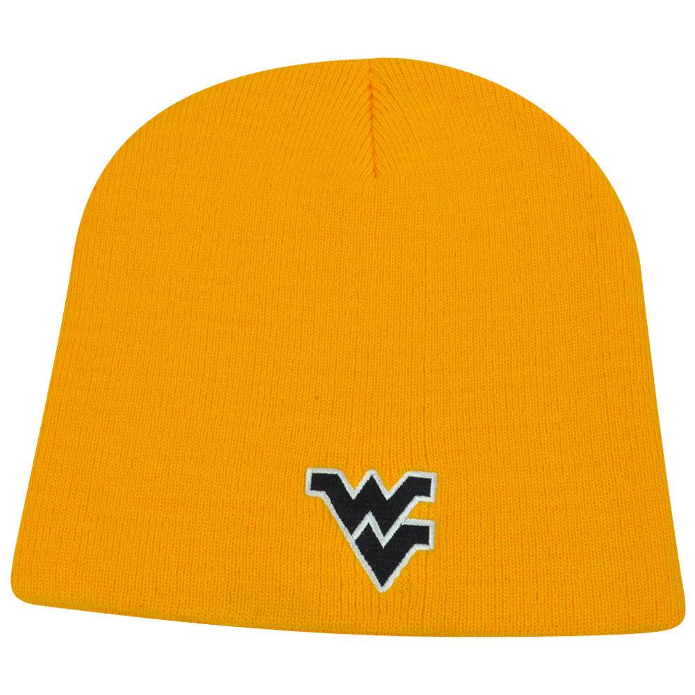 Captivating Headgear NCAA West Virginia Mountaineers Cuffless Logo Beanie Winter Knit Thick Toque Hat