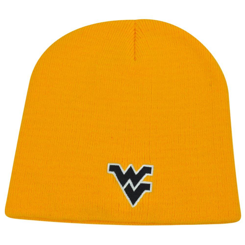 Captivating Headgear NCAA West Virginia Mountaineers Cuffless Logo Beanie Winter Knit Thick Toque Hat