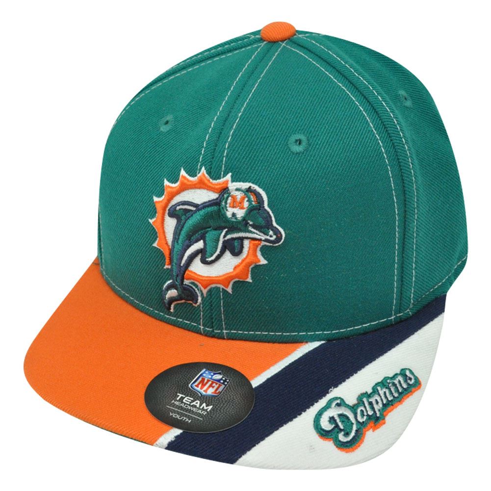 NFL Miami Dolphins Flat Bill Snapback Youth Boys Constructed Hat Cap The Fins