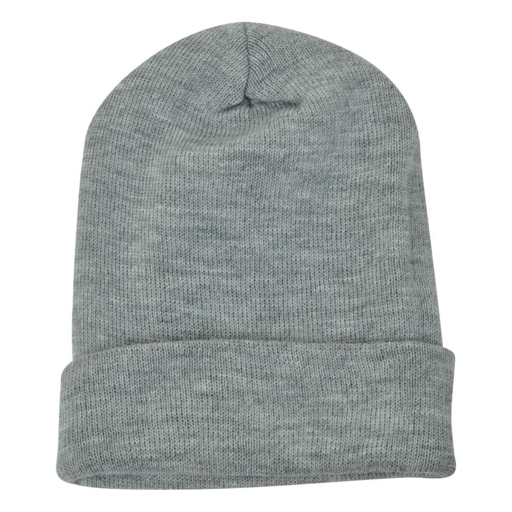 OFFICIALLY LICENSED PRODUCT Heather Grey Blank Plain Solid Mens Knit Beanie Cuffed Skully Thick Winter Toque