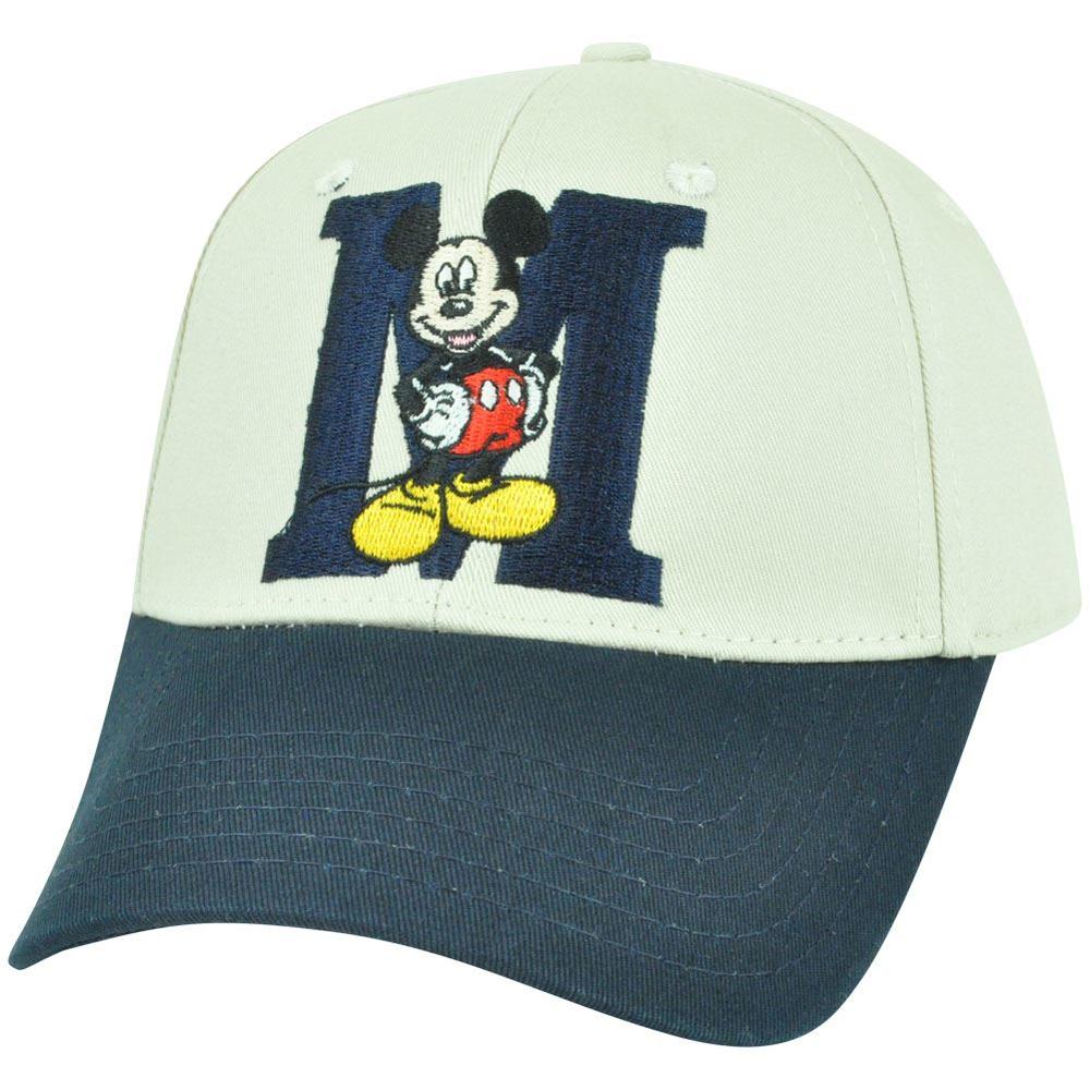 Concept One Disney Mickey Mouse Logo Cartoon Animation Velcro Adjustable Beige Blue Hat Cap