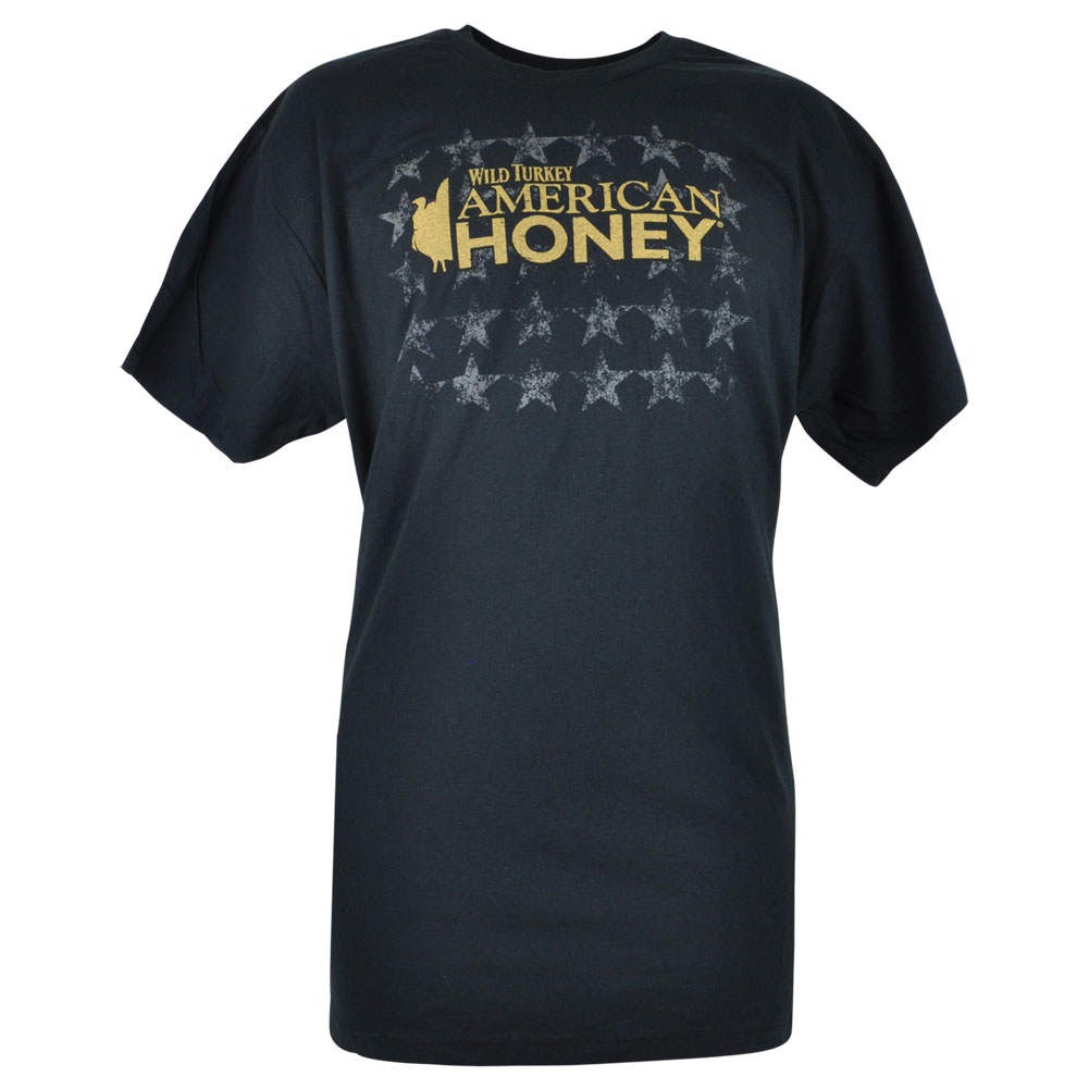 Bay Island Wild Turkey American Honey Image Whiskey Brand Fashion T-Shirt Black C-Neck XL