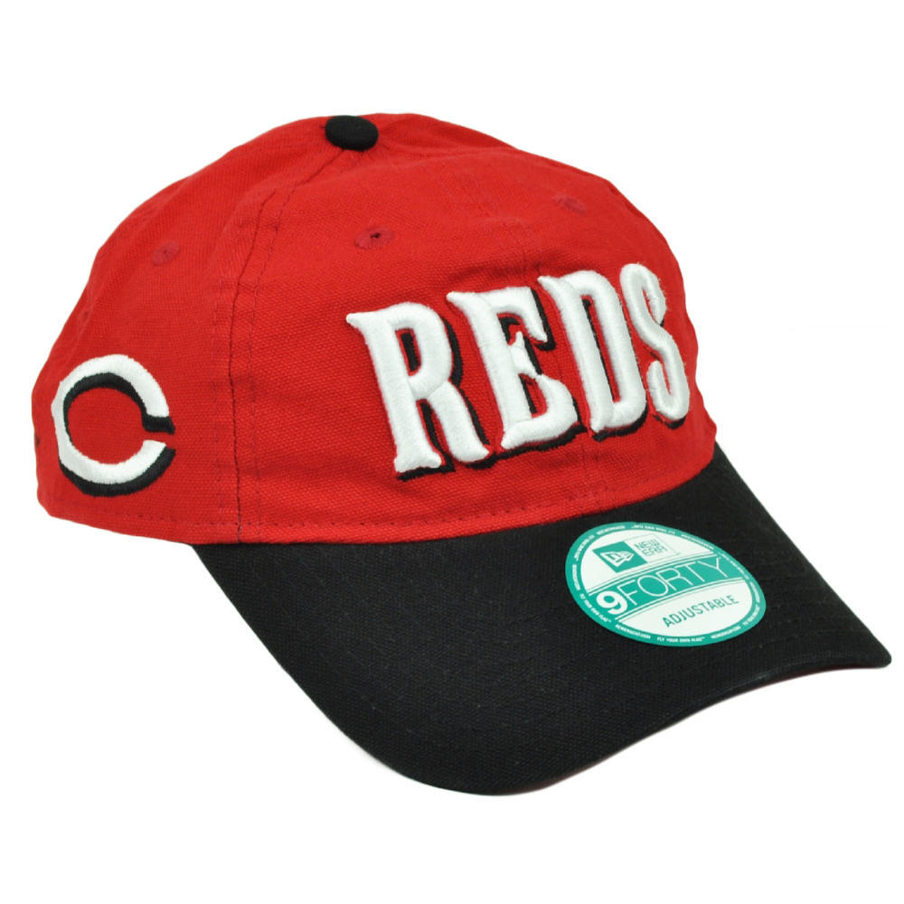 New Era MLB New Era 9Forty 940 Team Canvas Clip Buckle Cincinnati Reds Hat Cap Red Blk