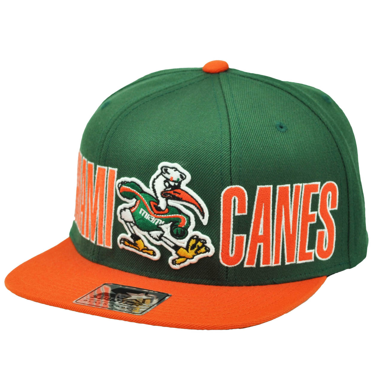 Starter Black Label NCAA Starter Miami Hurricanes Snapback Hat Cap Green  Canes Orange Flat Bill