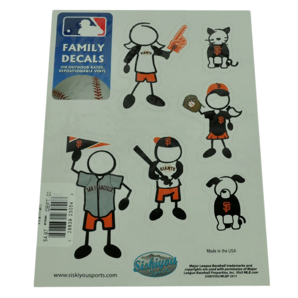 OFFICIALLY LICENSED PRODUCT MLB San Francisco Giants Family Decal Set Car Repositionable Vinyl Automobile