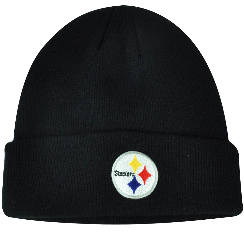 Nfl Pittsburgh Steelers Cuffed Black Toque Beanie Knit Winter