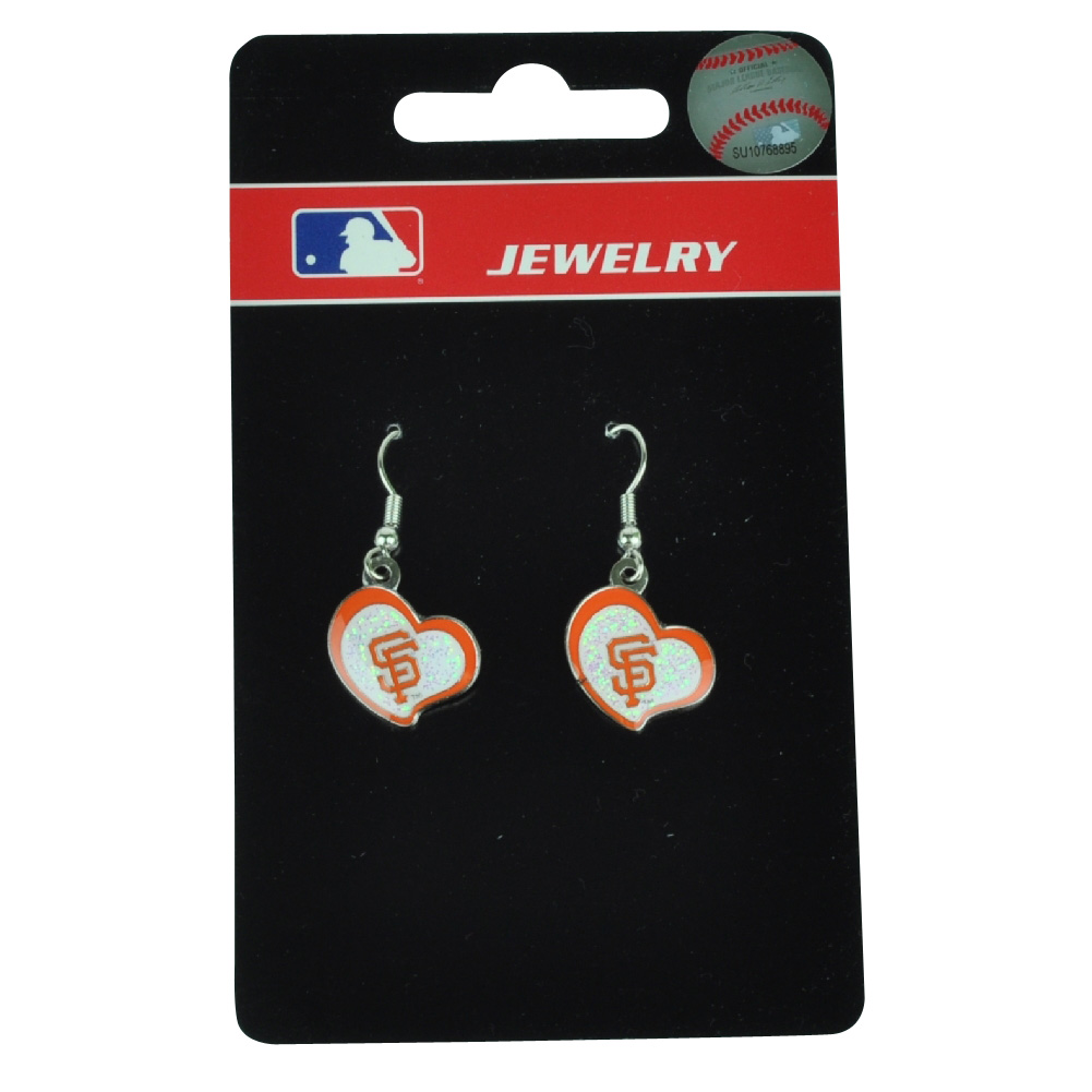 OFFICIALLY LICENSED PRODUCT MLB San Francisco Giants Heart Glitter Earrings Jewelry Game Fan Womens Ladies