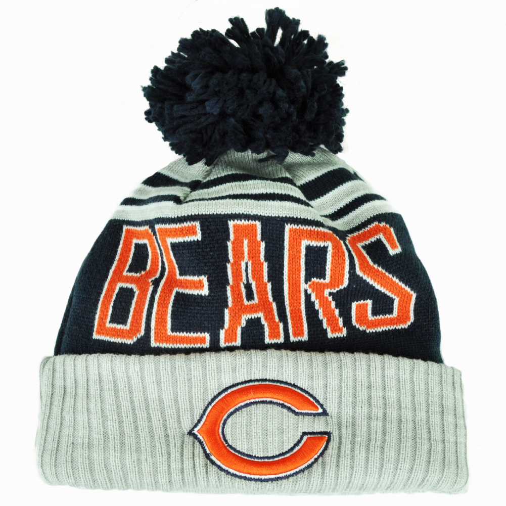 New Era NFL New Era Chicago Bears Winter Blaze Pom Knit Beanie Cuffed Hat  Toque Blue