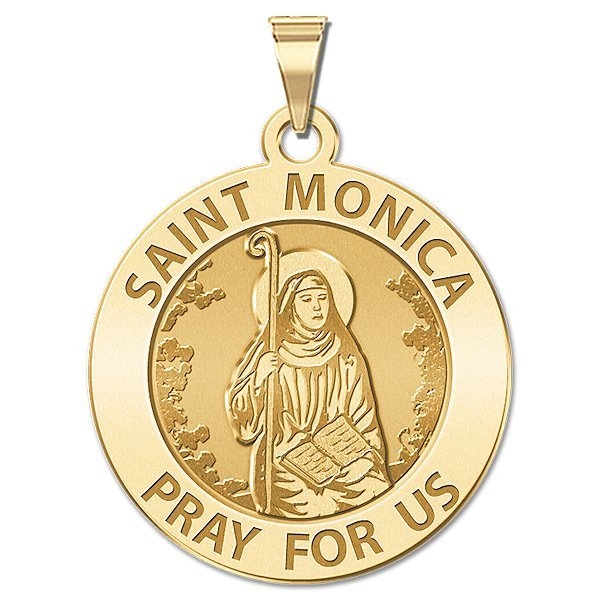 Pictureold Com Saint Monica Medal Solid 10k White Gold 1 In Size Of Quarter Jewelry Pendants Necklaces - St Monica Pendant Gold