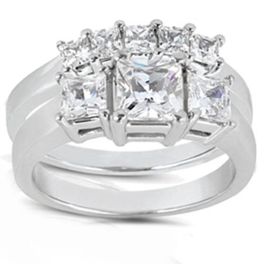 Pompeii3 2ct Princess Cut Diamond Ring Set 14K Gold