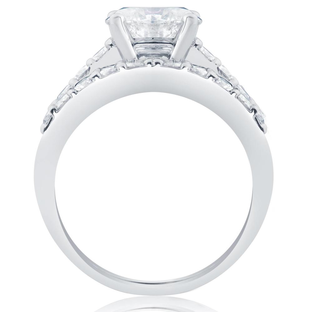 Pompeii3 3ct Round Diamond Solitaire Engagement Ring Wedding Band Set White Gold Enhanced
