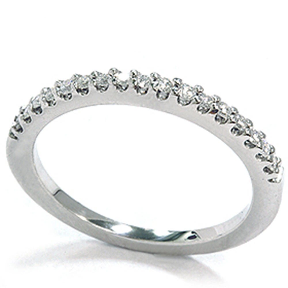 Pompeii3 14K White Gold Lab Created Diamond Wedding Anniversary Ring Womens Stackable