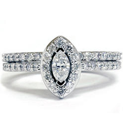 Pompeii3 7/8ct Marquise Diamond Engagement Wedding Ring Matching Band Set 14K Gold