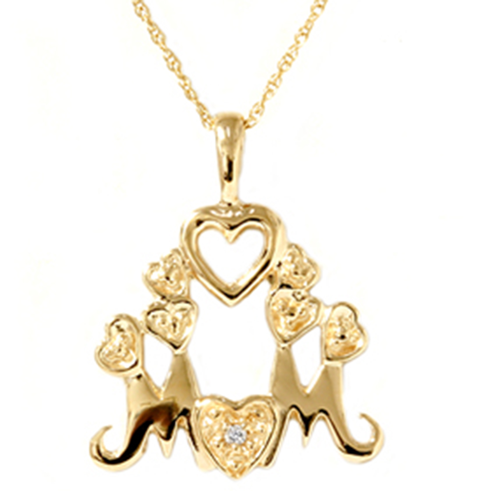 Pompeii3 14K Diamond Heart MOM Love Pendant Necklace & Chain