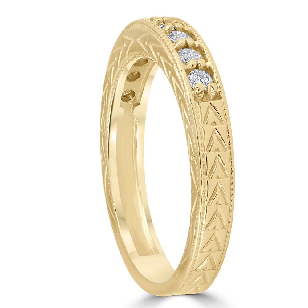 Pompeii3 14k Yellow Gold 1/4ct Diamond Vintage Anniversary Wedding Stackable Ring Antique