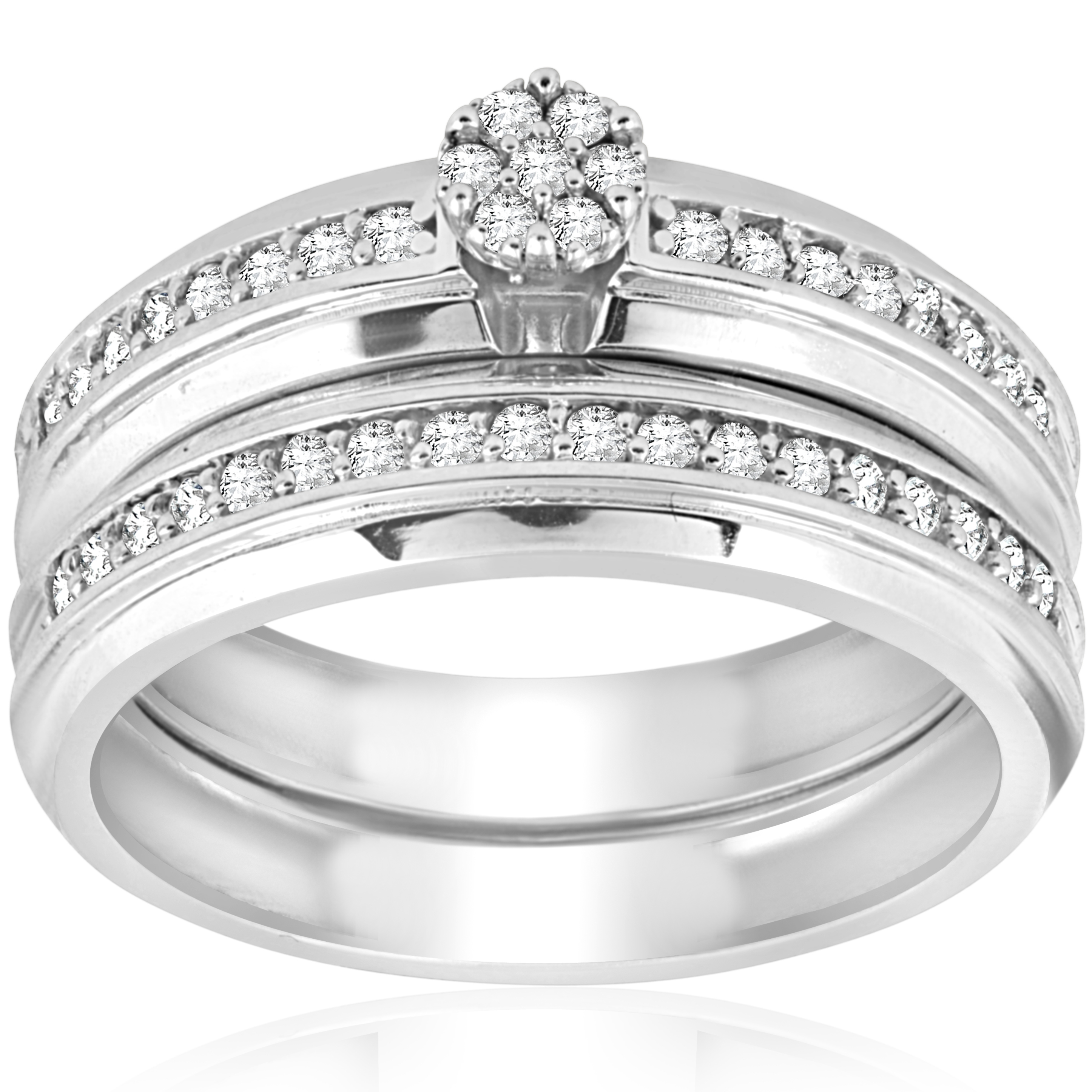 Pompeii3 3/8cttw Diamond Engagement Wedding Ring Set 10k White Gold