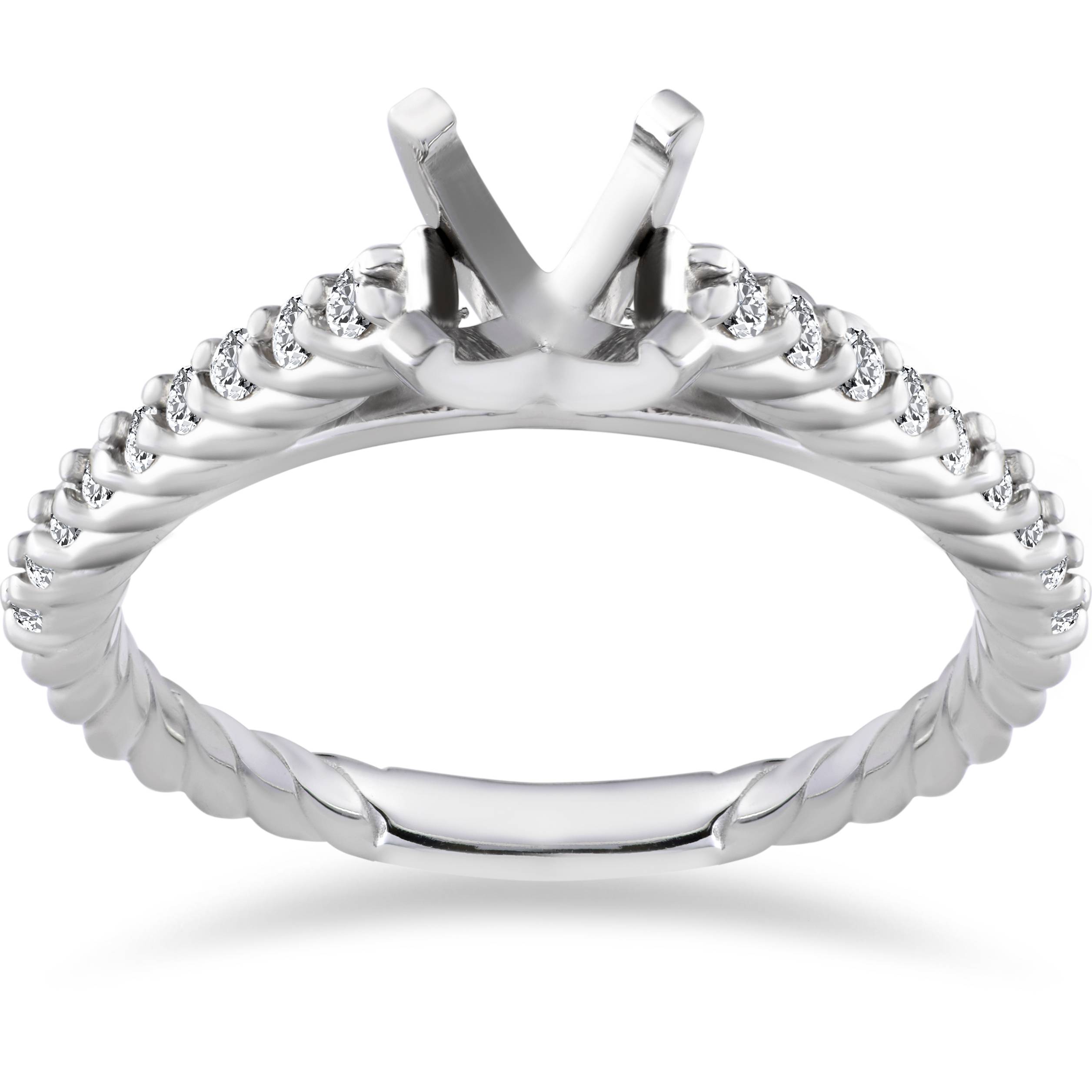 Pompeii3 Diamond Engagement Ring Setting 3/8ct Braided Diamond Solitaire 14K White Gold