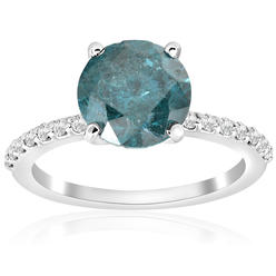 Pompeii3 3 1/5ct Blue Diamond Engagement Ring 14k White Gold Solitaire Solitaire Jewelry