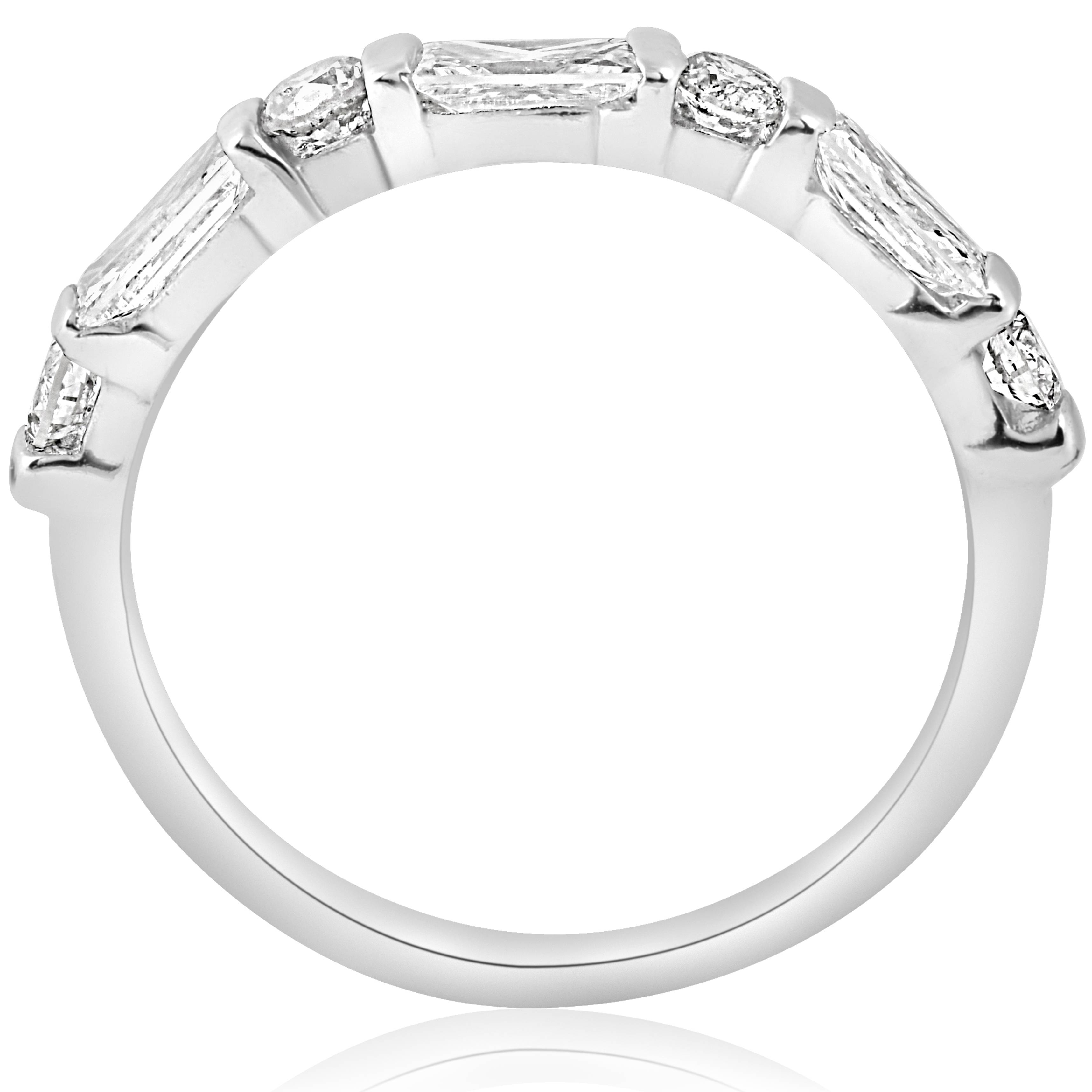 Pompeii3 14k White Gold 1/2ct Round & Baguette Diamond Wedding Ring