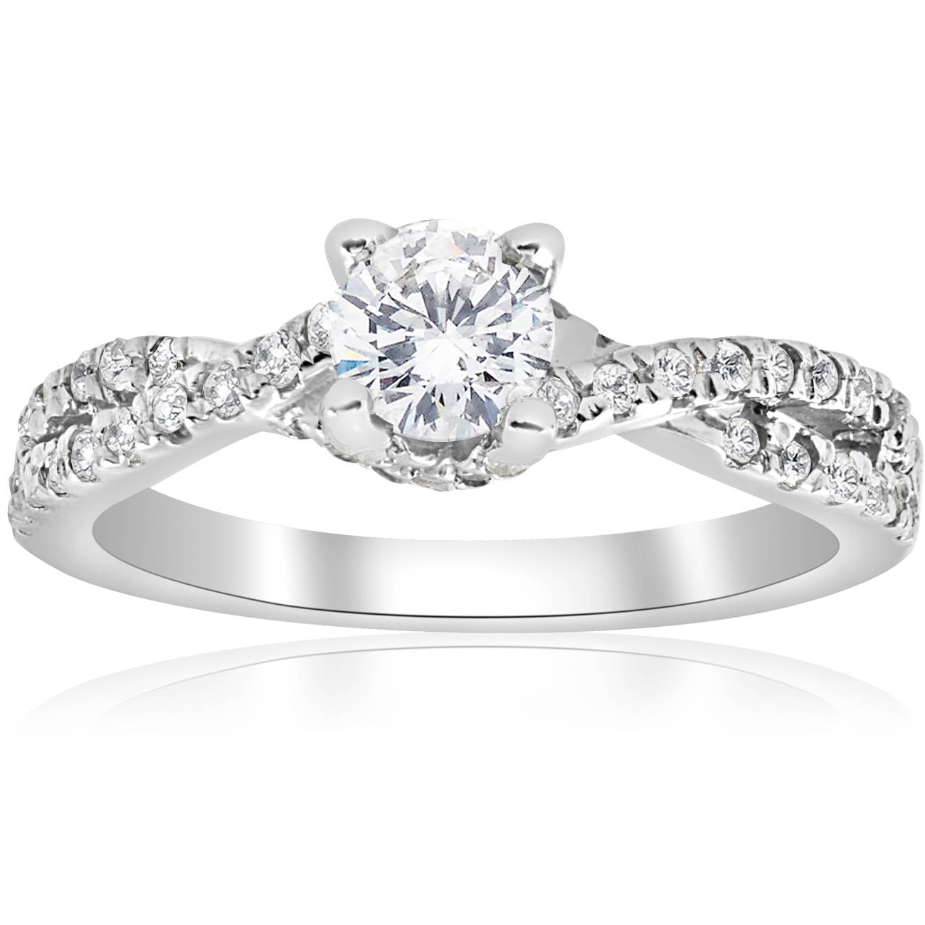 Pompeii3 3/4 ct Diamond Infinity Engagement Twist Ring 14K White Gold Solitaire Brilliant