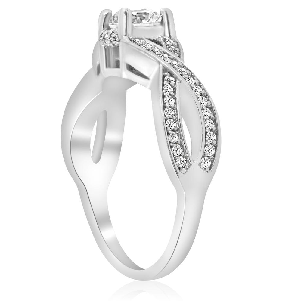 Pompeii3 1 ct Diamond Infinity Twist Engagement Ring 1/2ct Center Stone 14K White Gold