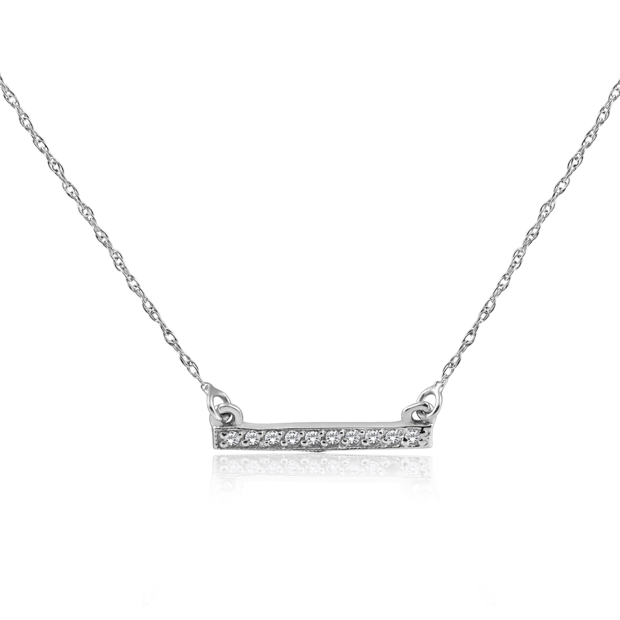 Pompeii3 1/16ct Diamond Bar Pendant Necklace 14K White Gold