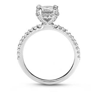 Pompeii3 1ct Diamond Halo Engagement Ring 14K White Gold