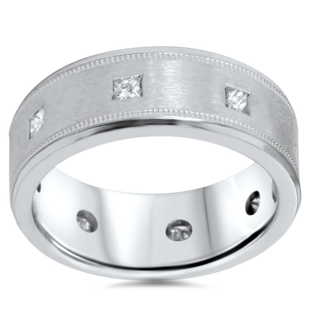 Pompeii3 3/4ct Princess Cut Diamond Comfort Fit Wedding Ring 14K White Gold