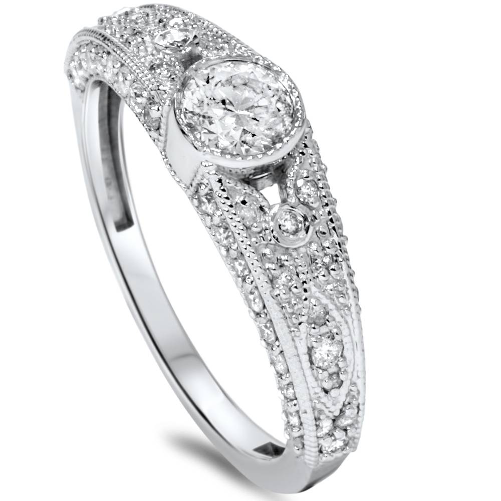Pompeii3 5/8ct Vintage Diamond Engagement Ring 14K White Gold