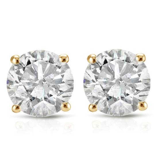 Earrings On Diamond Kmart Pompeii3 1ct Round Diamond Stud Earrings In 14k Yellow Gold With Backs
