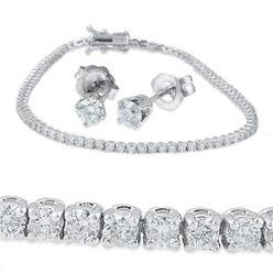 Pompeii3 3ct Diamond Studs & Tennis Bracelet Set 14K White Gold