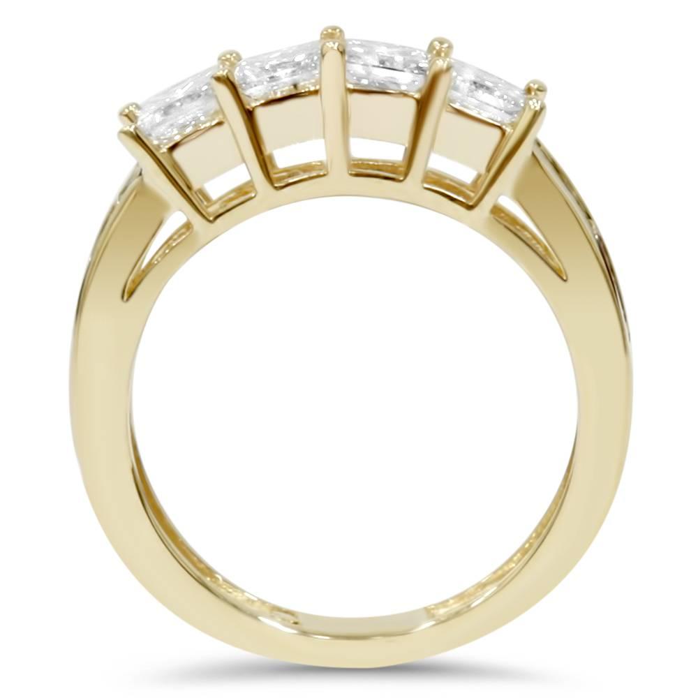 Pompeii3 4 1/3ct Princess Cut Diamond Engagement Three Ring Set 14K Yellow Gold Enhanced