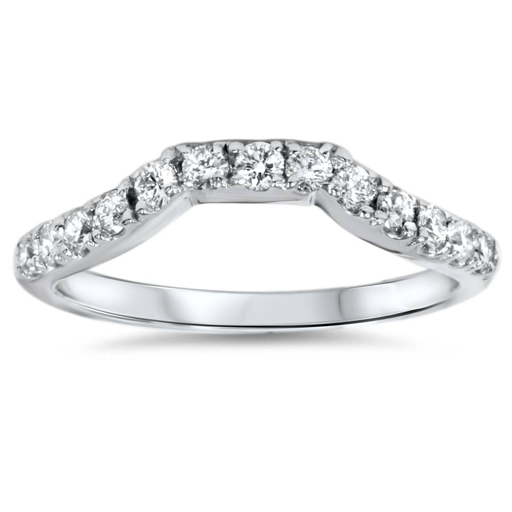 Pompeii3 14K White Gold 3/8ct Diamond Wedding Anniversary Curved Guard Ring