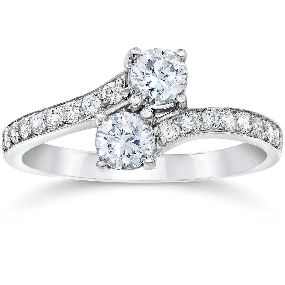Pompeii3 1.50Ct Forever Us Two Stone Two Diamond Engagement Solitaire Ring 14K White Gold