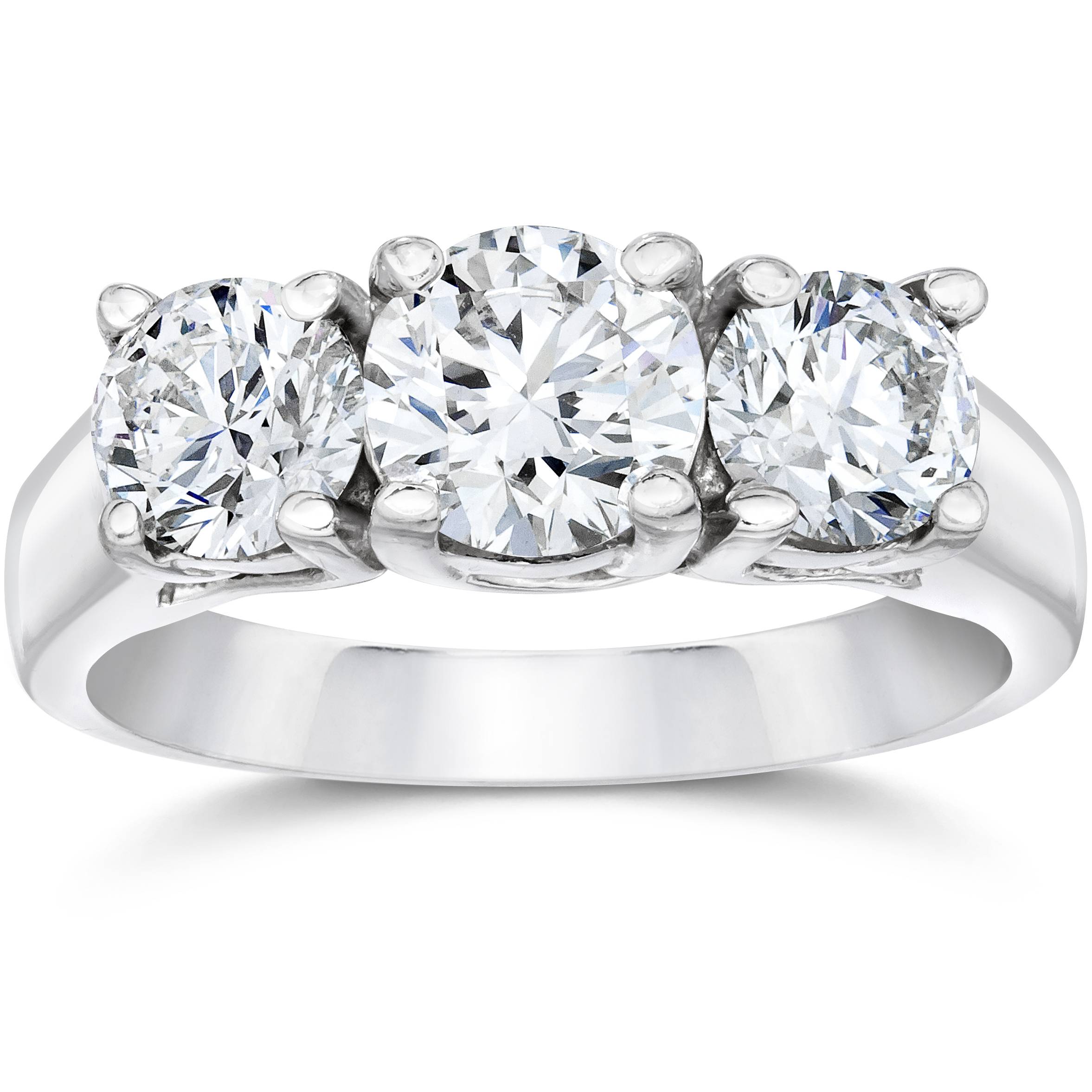 Pompeii3 1 3/8ct Three Stone Lab Created Diamond Engagement Ring 14K White Gold