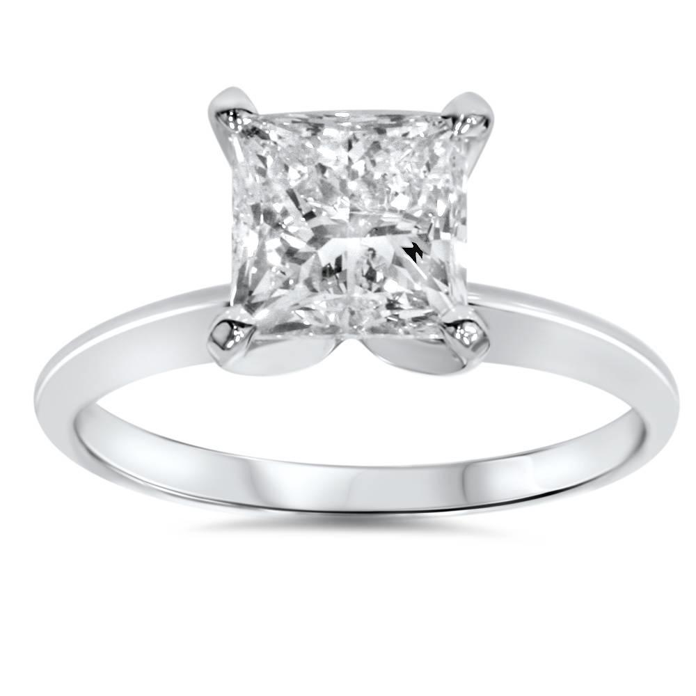 Pompeii3 1ct Solitaire Princess Cut Diamond Engagement Ring 14K White Gold
