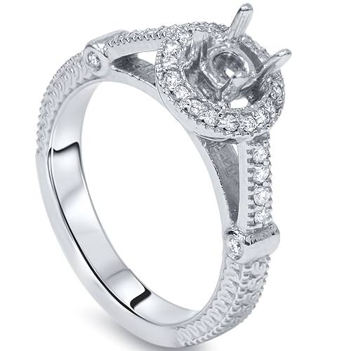 Pompeii3 Diamond Engagement Ring Setting Semi Mount Ring 14K White Gold