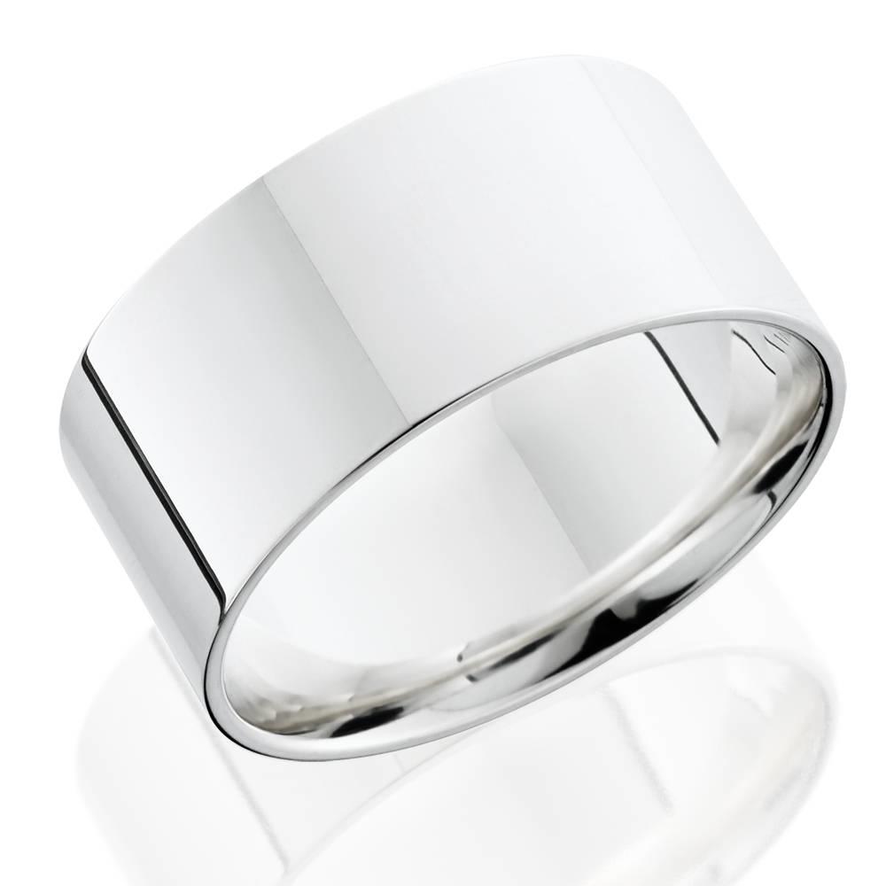Pompeii3 High Polished 10MM Flat Mens Wedding Band Ring Solid 10K White Gold