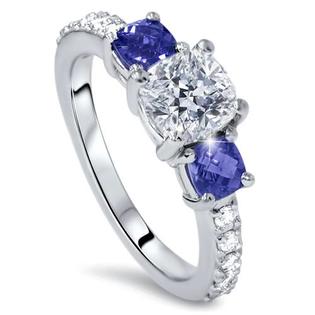 pompeii3 sapphire cushion si engagement diamond 25ct treated enhanced 14k ring specifications