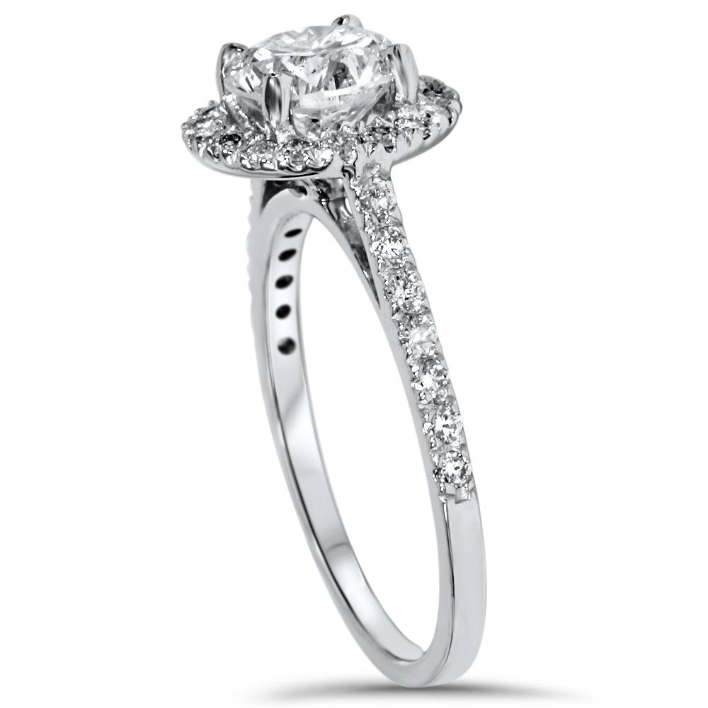Pompeii3 1 1/2ct Diamond Halo Engagement Ring 14K White Gold